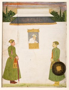 Emperor Aurangzeb at a Jharokha Window, Two Noblemen in the Foreground by Unbekannt Unbekannt